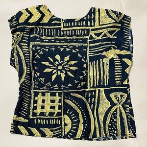 Black and golden 100% silk  Patterned Top